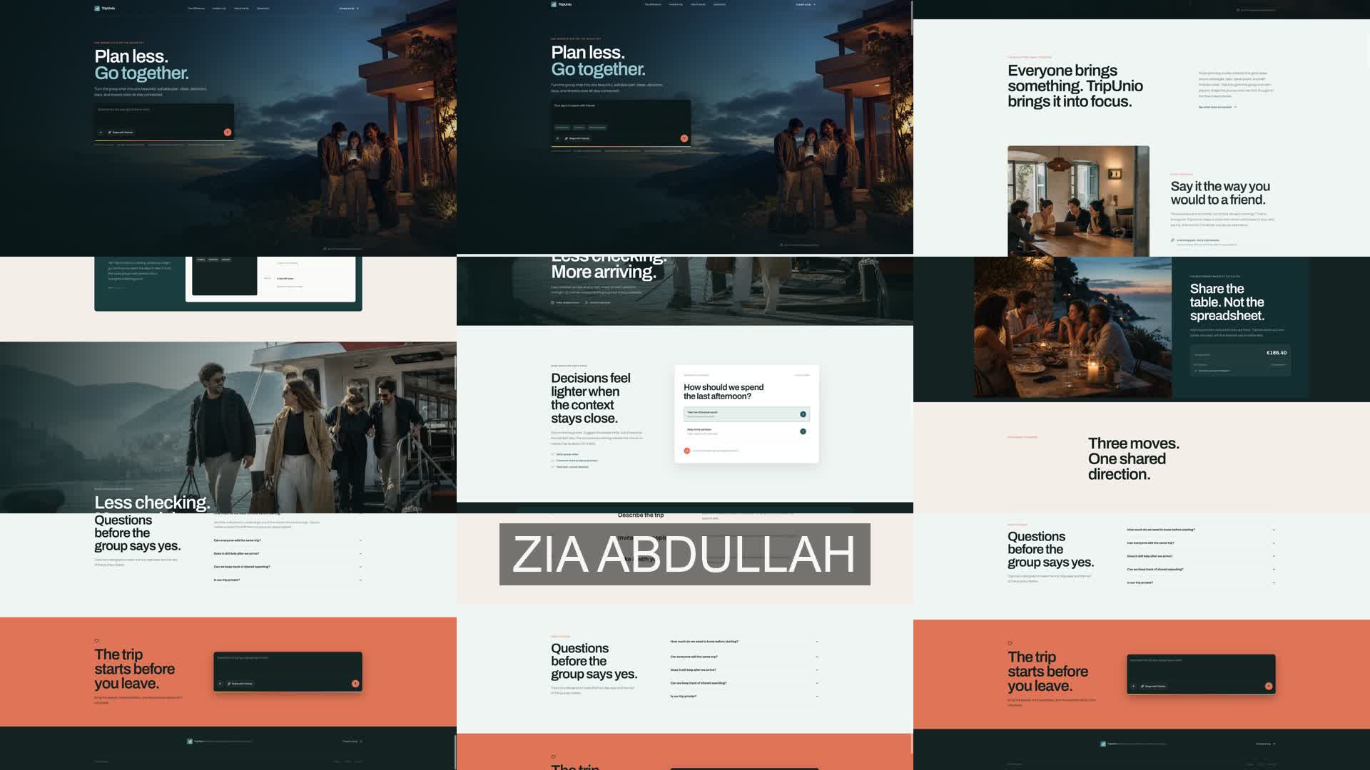 TripUnio homepage design scenes and responsive details