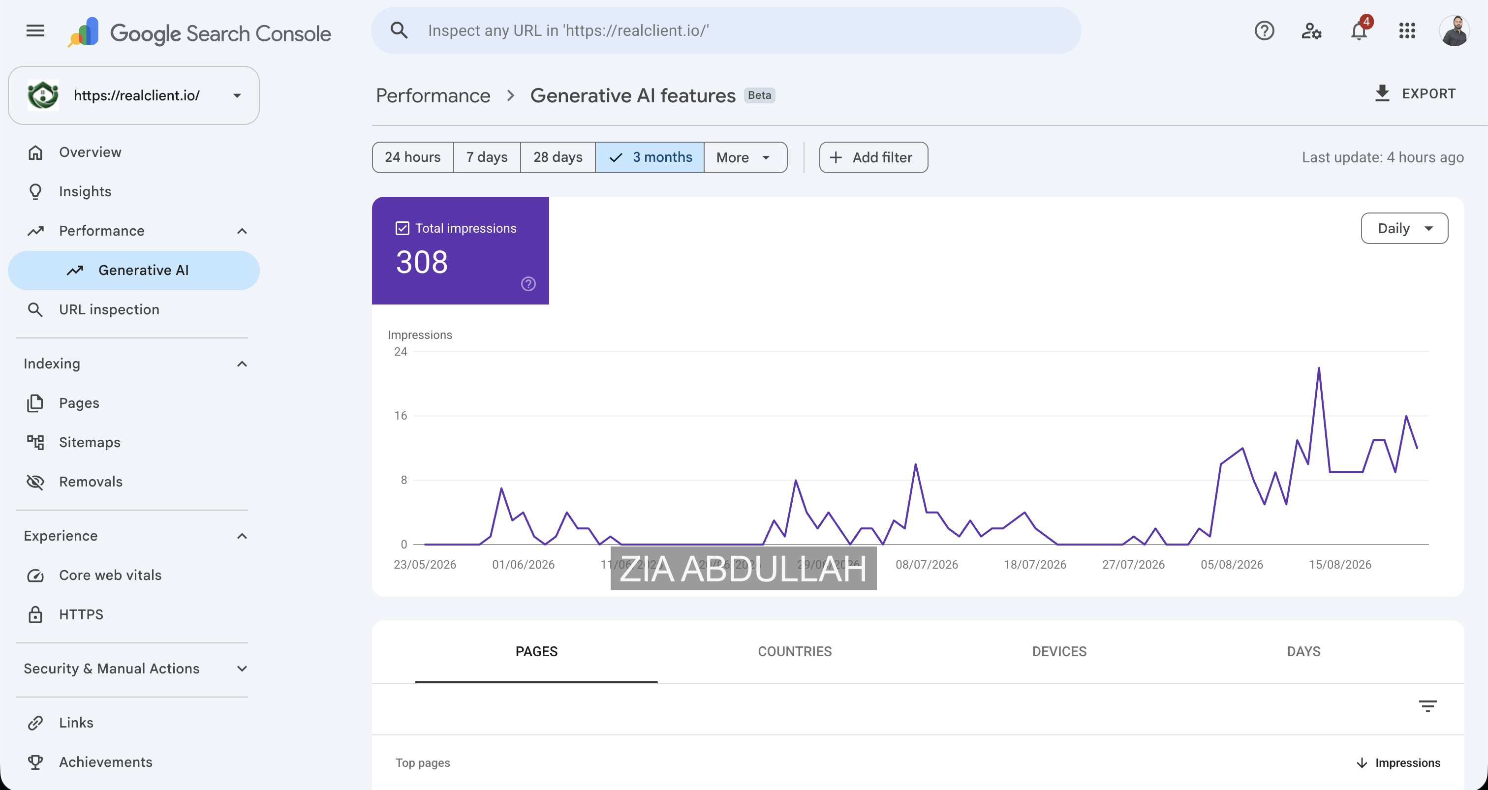 RealClient generative AI search impressions report